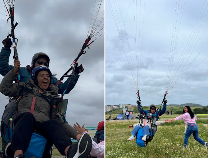 Julio César con familia en vuelo con Parapente en Sopelana